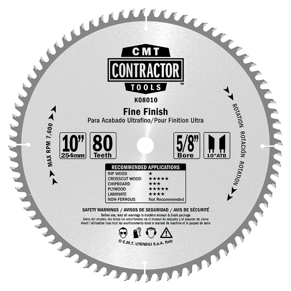 CMT K08010 ITK Contractor Finishing Saw Blade, 10