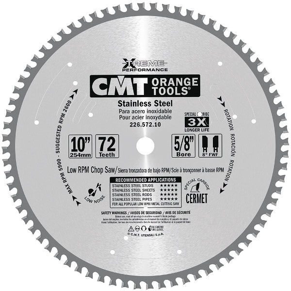 CMT 226.580.12 Stainless Steel Saw Blade, 12-Inch X 80 Teeth 8° FWF wi –  Quality Tools Online