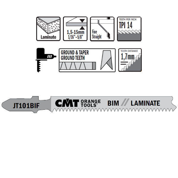 CMT JT101BIF-5 Jig Saw Blades for Laminates – 5-Pack
