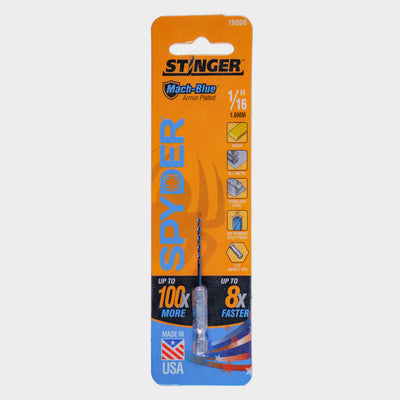 1/16” Stinger Mach-Blue Hex Shank Drill Bit