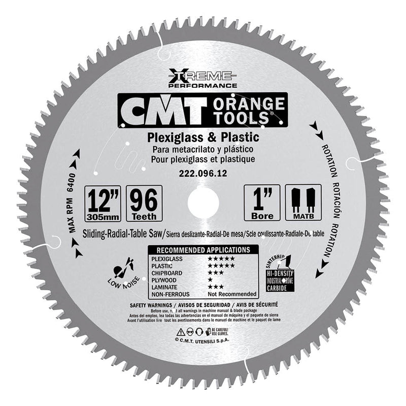 CMT 222.080.10 Industrial Plexiglass and Plastic Saw Blade, 10-Inch x –  Quality Tools Online