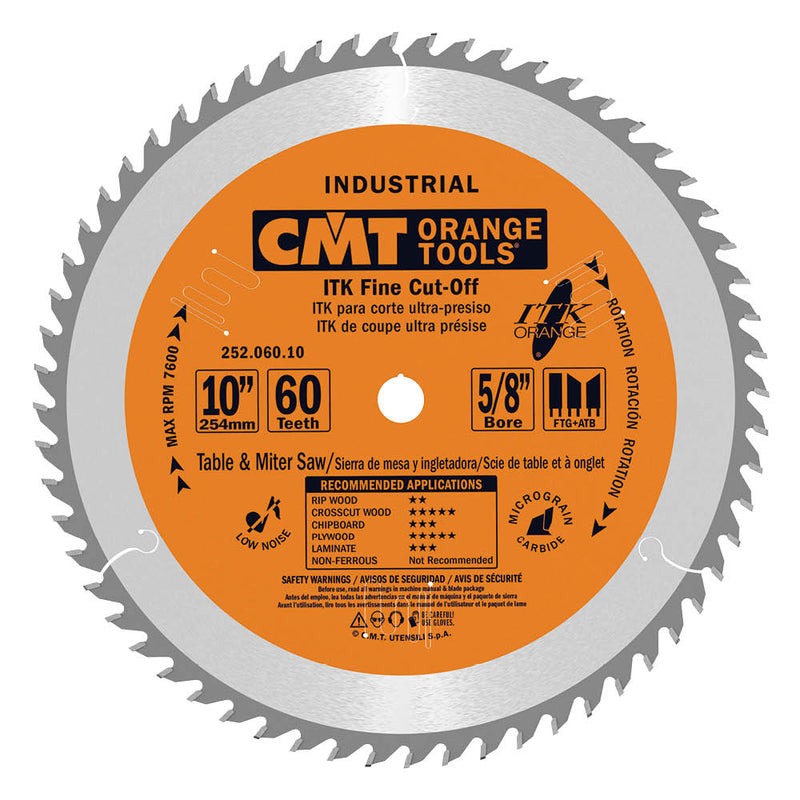 CMT 252.060.10 ITK Industrial Fine Cut-Off Saw Blade, 10-Inch 
