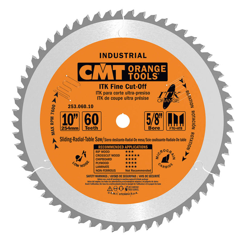 CMT 253.060.10 ITK Industrial Finish Sliding Compound Miter Saw Blade, 10-Inch