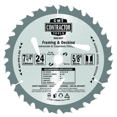 CMT K02408 ITK Contractor Framing/Decking Saw Blade, 8-1/4 