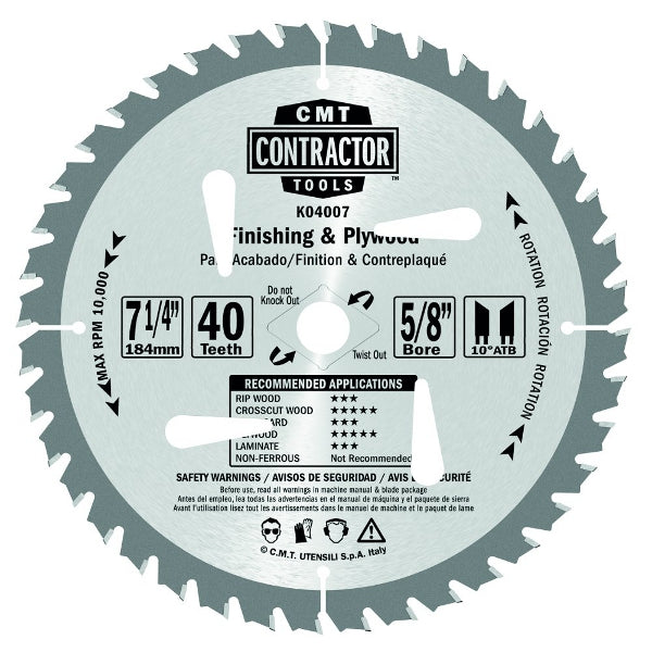 CMT K04008 ITK Contractor Finishing Saw Blade, 8-8-1/4