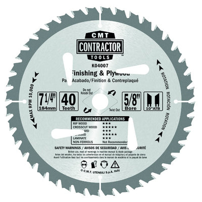 CMT K04007 ITK Contractor Finishing Saw Blade, 7-1/4 