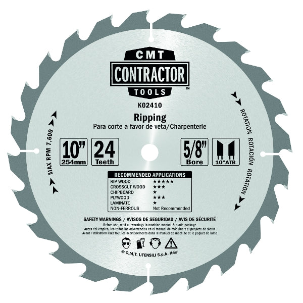 CMT K02410 ITK Contractor Ripping Saw Blade, 10 