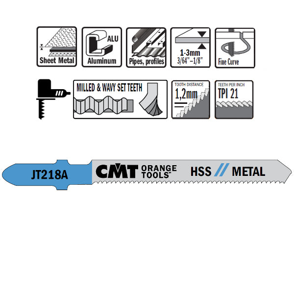 CMT JT218A-5 Jig Saw Blades for Metal – 5-Pack