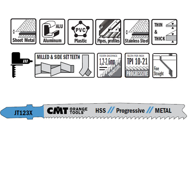 CMT JT123X-5 Jig Saw Blades for Metal – 5-Pack