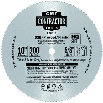 CMT K20010 ITK Contractor Plywood Saw Blade, 10-Inch