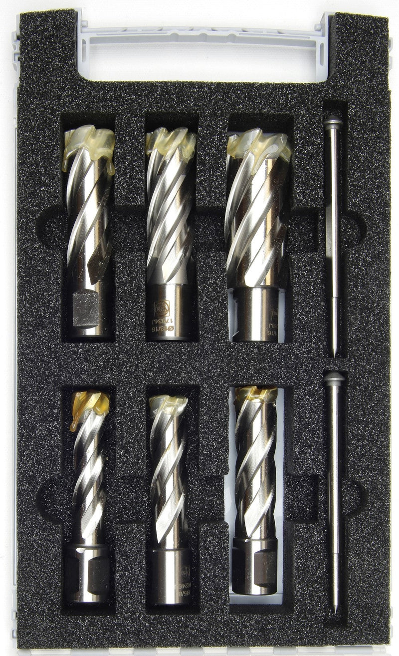 FEIN 6-piece HSS Cutter Set  with 2 pilot pins - 1" or 2" Depth of cut