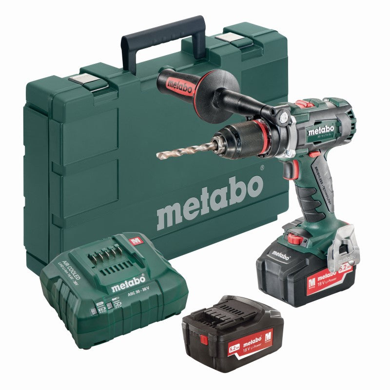Metabo 18V Brushless Drill/Driver 2x 5.2Ah Kit - BS 18 LTX BL I with components